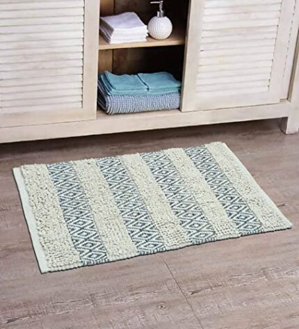 Efinito Cotton Chenille Diamond Pile Area Rug - Carpets Suitable for Living Room, Bedroom, Dining Room, Home D?cor - Handcrafted Traditional Rugs - Non-Skid - 2? x 3? - Natural Grey