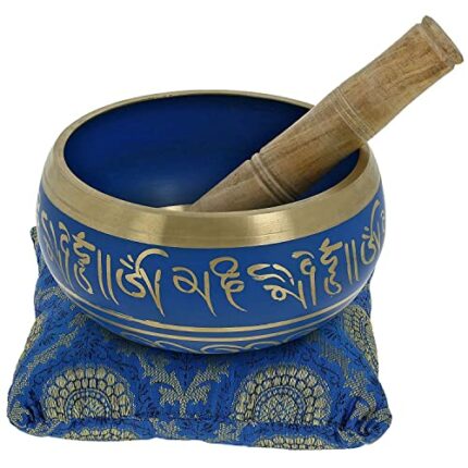 Buddhist Singing Bowl Meditation Tibetan Blue Art D?cor 5.5 Inch (BLUE 5.5)