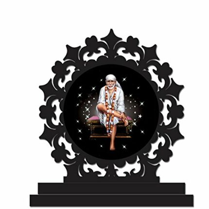 Efinito Wood Sai Baba Car Dashboard Idols Figurine Showpiece A
