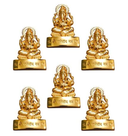 Efinito Return Gift for Women Ganesh Idol (Pack of 6), Diwali Gifts, Baby Shower Return Gifts, Wedding Gifts, Birthday Return Gifts(Brass, Gold)