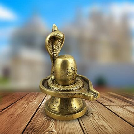 Efinito Lord Shiva Lingam Sculpture Handmade Brass Statue Hinduism Idol Art Height 3 Inch Width 2.5 Inch Length 2 Inch