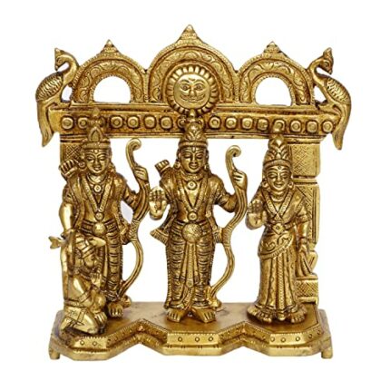 Efinito Brass Ram Darbar Murti for Home D?cor Bhagwan Ram Darbar with Sita Laxman Hanuman Idol Statue for Mandir Temple Height 7.5 Inch Gold Color