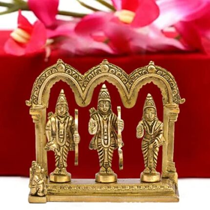 Efinito Ram Darbar Murti Brass Idol for Home Decor|Diwali Pooja Room Decoration Items|Ram Laxman Hanuman Sita Statue (5 Inch)