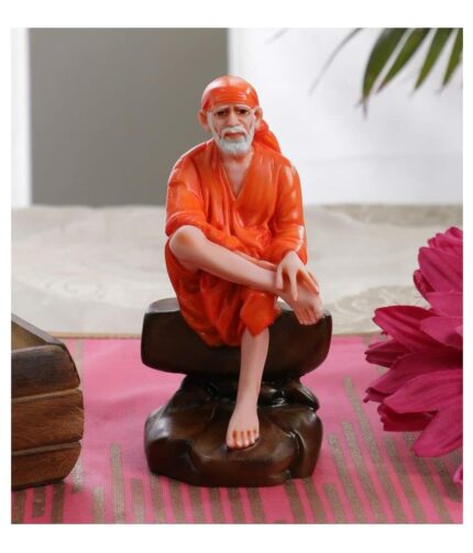 Efinito Antique Shirdi Sai Baba Murti for Pooja Sai Statue Idol for Home Decoration 4 Inch ,Resin ,Brown