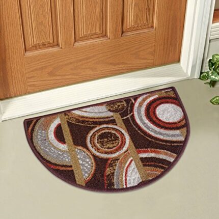 Efinito Interieur Semi Circle/D-Shape Entrance Floor Door Mats Home Decor Non-Slip Carpet for Bathroom, Bedroom, Balcony, Living Room Washable Dirt Trapper (15 x 23 inch)