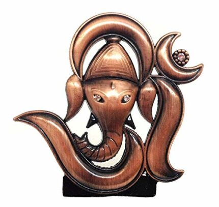 Efinito Lord OM Ganesh Idol | OM Ganesha Idol | Ganpati Vinayaka (Design-61) Brown Metal Statue for Car Dashboard | Mandir Murti | Home Decor | Office Table Showpiece (L*B*H-6.7 x 0.3 x 6.2 Cm)