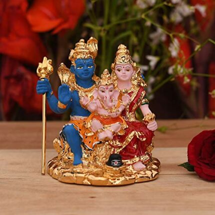 Efinito Lord Shiv Parivar Idol Shiv Ganesha Showpiece - God Shiv Parvati Ganesh Shiva Idols Sculpture Murti (Size 3.5 x 2 Inches).