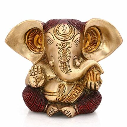 Efinito Brass Ganesha Idol Ganesh Sitting statue Long Ear Showpiece Figurine for home temple decoration