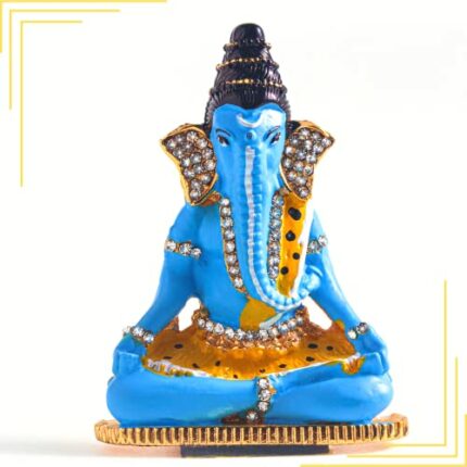 Efinito Lord Shiva + Ganesh Murti Ji | Brass Ganesha Idol for Car Dashboard | God Ganesha Idol for Gift | Blue Ganesha Idol for Home Decor | Ganpati/Ganesh Idol for Car Dashboard Idols Size - 8cm