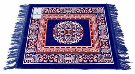 Efinito Velvet Prayer Mat/Aasan/Pooja Mat/Meditation Mat/Multipurpose Velvet Rug Mat 2 Ft X 2 Ft (Royal Blue) CTKTC33925