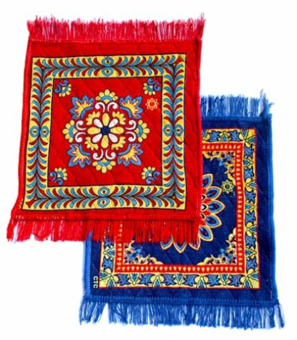 Efinito? 19 * 19 Inch Velvet Multipurpose Square Carpet or Mat for Pooja Aasan, Sitting, Meditation Multipurpose Uses (B2)