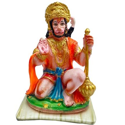 Efinito Polyresin Marble Veer Bajrangbali Hanuman ji Murti Bala ji Murti Statue for Pooja Home Temple Idol 8 INch