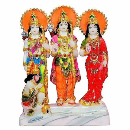 Efinito Ram Darbar Murti for Home Temple Marble Big | Handmade Lord Ram Darbar Idol Showpiece Hindu Religious Idols Ram Sita Laxman Hanuman Statue Puja Diwali Decoration Items