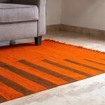 Efinito 'Rustic Heritage' Handwoven Rajasthani Inlay Panja Dhurrie for Living Room & Bedroom in Wool (60 x 36 Inches or 5 x 3 Feet), Fiery Orange and Brown, (EL-042-025)