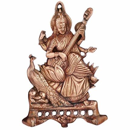 Efinito Saraswati Idol Murti Statue Brass Decorative Showpiece for Wall Dcor Room Dcor Best for Housewarming Wedding Gifts(Brass)