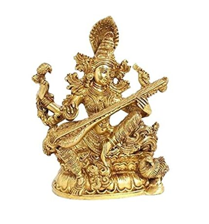 Efinito Astadhatu- Brass Shree Maa Saraswati Idol (3 Inch Height)