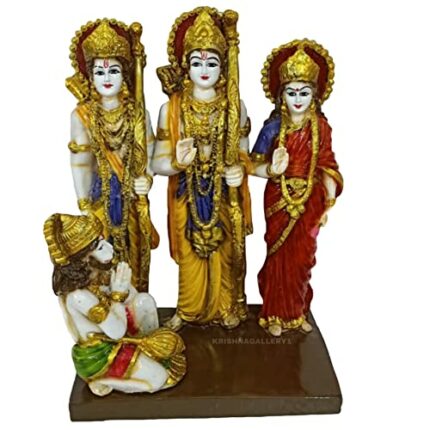 Efinito Antique Ram Darbar Murti Statue Ram Laxman Sita Hanuman ji Murti Full Family Idol for Home Pooja Temple Office Large Size 1 Feet 12 Inch