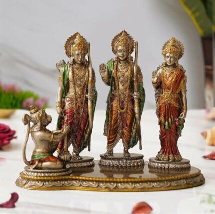 Efinito Polyresin Hindu Lord Ram with laxman and Goddess Sita Devi and Hanuman Statue for Pooja Room&Gift/murti Idol Home &Office Decor Home & Office Decor (7.50x9.50 INCH Inch)