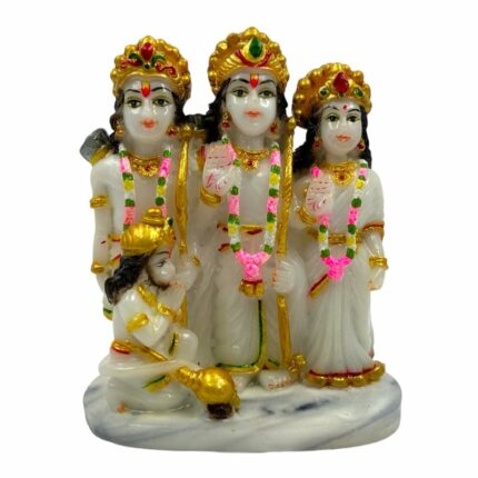 Efinito Pure Marble Ram Ji Darbar with MATA Sita, Laxman Or Hanuman Ji Murti for Pooja Home Temple Idol - (Size : 10 x 9 x 5 Cms) - White.
