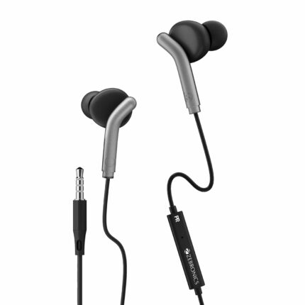 ZEBRONICS Zeb-Bro in Ear Wired Earphones with Mic, 3.5mm Audio Jack, 10mm Drivers, Phone/Tablet Compatible(Blue) (Black) | Wireless | Bluetooth | Earbuds | Noise Cancelling | Long Battery Life | Fast Charging