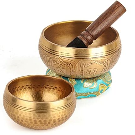 Efinito 2Pack Tibetan Singing Bowls Set-100% Handmade in Nepal Sound Bowl Meditation Set for Meditation, Yoga, Chakra, Meditation Gifts, Unique Gifts for Women