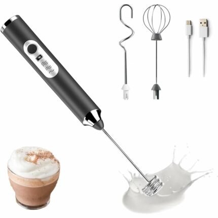 Efinito Hand Blender For Coffee 3 in 1 Frother Coffee Maker with 3 Speed Milk Frother for Coffee Frother Electric USB Rechargeable Coffee Beater with 3 Stainless Whisks Head for Latte Hot Chocolate