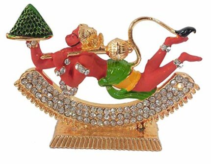 Efinito Flying Lord Hanuman Idol | Bajrang Bali Idol (R-135) Red Metal Statue for Car Dashboard | Mandir Pooja Murti | Temple Puja | Home Decor | Office Table Showpiece (L*B*H-6.2 x 0.5 x 5 Cm)