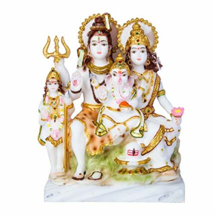 Efinito Shiv Parivar Marble Idols Statues for Pooja Room (Multi-Coloured, Size 10 Inch) (White)