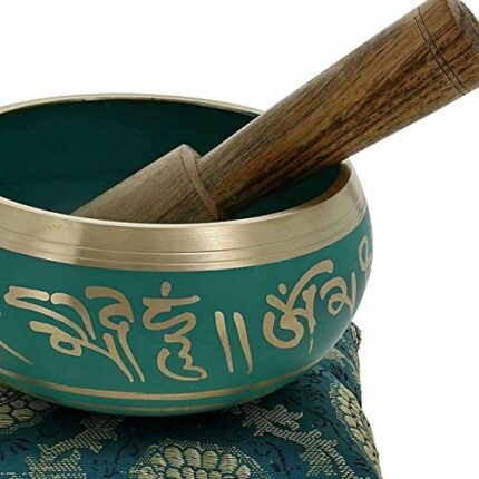 Efinito Bell Metal Singing Bowl: Tibetan Dhyana Meditation Musical Instrument, 5 Inches, Green (10780)