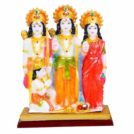 Efinito Craft Marble Ram Darbar Hanuman Sita Laxman Statue Idol Showpiece Sculpture Murti for Home Decor, 18 x 12 x 7 cm (Multicolour)