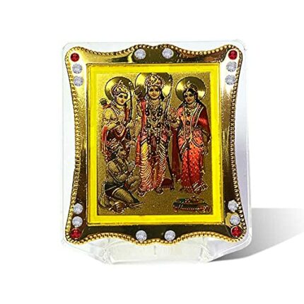 Efinito Golden Prism Design Acrylic Ram Darbar Idol Statue for Car Dashboard,Home Decor,Office Table Showpiece