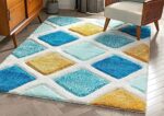 Efinito Collection of Finishing Anti Slip Shaggy Fluffy Fur Rugs and Carpet for Living Room, Bedroom (Blue, 4 x 6 feet)