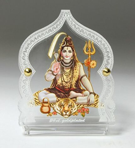 Efinito Foil, Acrylic Shiv Ji With Japa Mala Idol, 4 cm x 8 cm x 6.5 cm, Multicolour