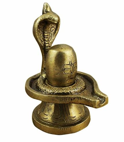 Efinito Handmade Brass Lord Shiva Lingam Sculpture Shivling Statue ( Gold, 3 x 2.5 x 2 Inches ).