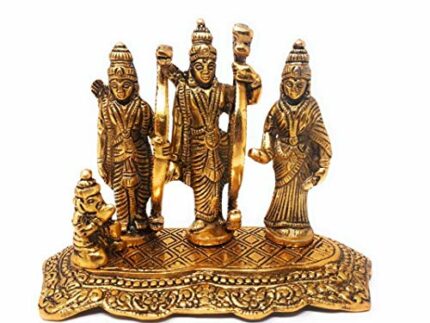 Efinito Lord Ram Darbar Idol Metal Showpiece Hindu Religious Idols Ram Sita Laxman Hanuman Murti Golden Oxidized (Antique)