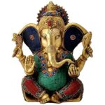 Efinito Colourful Large Ganesh Brass Idol Statue Puja Home Decor Gift Diwali Wedding Anniversary