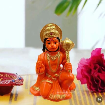 Efinito Polyresin Orange Hanuman Ji Murti Bala ji Bajrangbali Murti Statue Idol for Pooja Car Dashboard Homer Temple Small Size 3 Inch