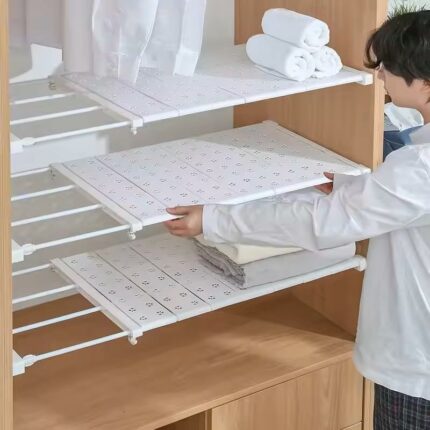 Efinito Polypropylene 6 Pieces Wardrobe Organizer for Storage/Foldable & Stackable Closet Basket/Cupboard Organizer for Clothes/Almirah Space Saver(White)