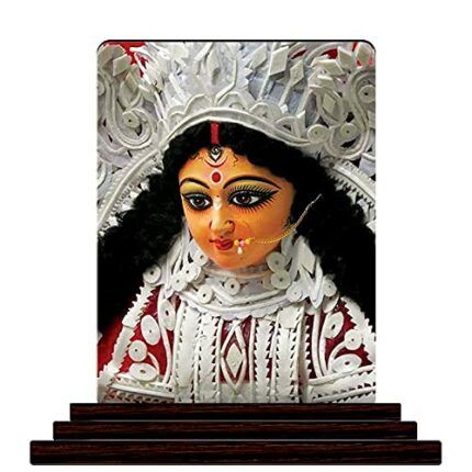 Efinito Wooden Printed Mata Durga Face (Multicolour, 4 x 5)