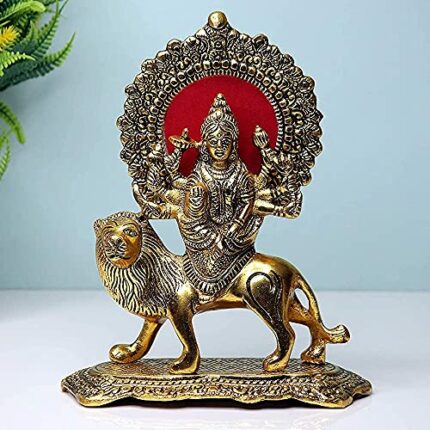 Efinito Durga Maa Murti for Home Decorative Showpiece - 20 cm (Metal, Gold)
