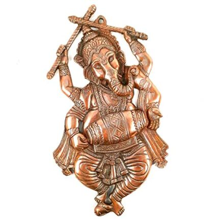 Efinito The Online Shop Lord Ganesh Dancing Pose Metal Wall Hanging, Bronze color, 18 Inch Height - for Wall Decor, Home Decor and Gifts