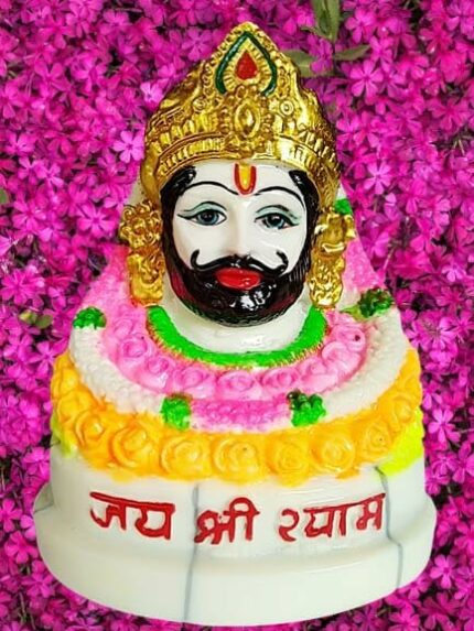 Efinito Premium Baba Khatu Shyam ji Idol Statue Showpiece for Home and Pooja Decoration | Khatu Shyam Murti for Home and Car Dashboard | MarbleDust (Size 5" Inches) (Pack of 1)