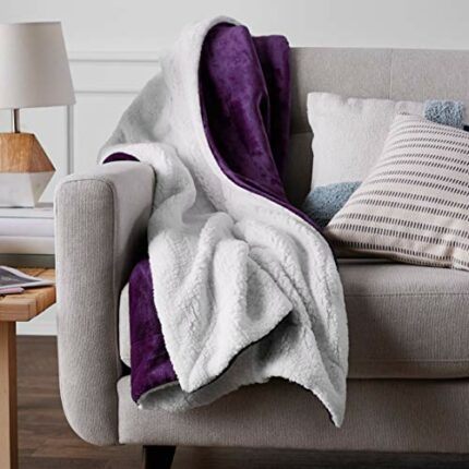 Efinito Micromink Polyester Sherpa Blanket - Full/Queen, Plum