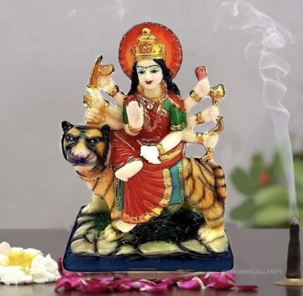 Efinito Marble Finish Goddess Maa Durga Devi Idol Statue Sherawali MATA Rani Spiritual Puja Vastu Showpiece Fegurine - Religious Murti Pooja Murti Gift Item 6 Inch