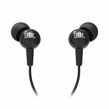 JBL C100SI Wired In Ear Headphones with Mic, JBL Pure Bass Sound, One Button Multi-function Remote, Premium Metallic Finish, Angled Buds for Comfort fit (Black) | Wireless | Bluetooth | Earbuds | Noise Cancelling | Long Battery Life | Fast Charging