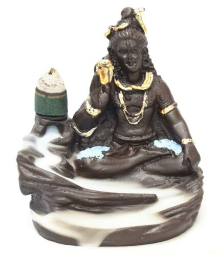 Efinito 0327 Lord Shiva Smoke Fountain Incense Burner with 10 Backflow Cones (7 cm x 7 cm x 12, Blue)(Ceramic, Conical)
