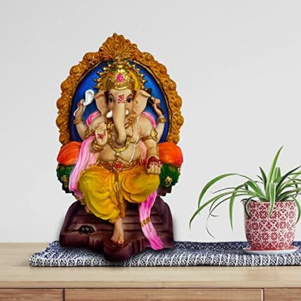 Efinito Ganapathy showpiece Ganapati Idol Ganapathi Murti Ganesh Statue Home Decor House Warming Gift for Living Room (Multicolour, 21 cm X 14 cm X 9 cm)