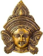 Efinito Durga Maa Face Sculpture Showpiece Wall Hanging Idol Statue (Golden, 13?16?4cm,170gram), Brass