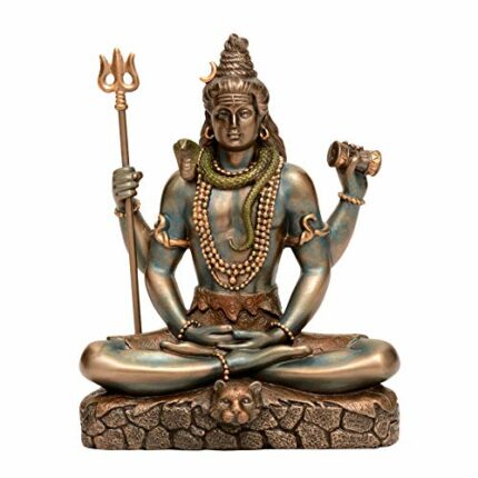 Efinito Efinito a Sitting with 4 Arms & Triple Mala Showpiece 6 Inch ed Bronze Multi Colour Medium Resin