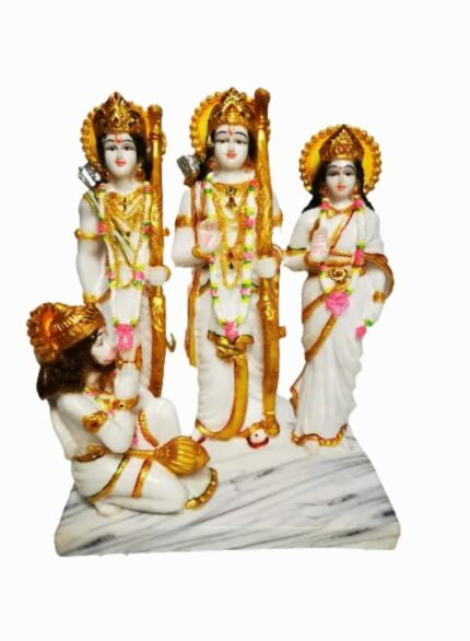 Efinito Marble Dust Lord Ram Darbar|God Ram,Laxman,Sita & Hanuman Darbar, Multicolor (White), 12.4 Inches, 1 Piece